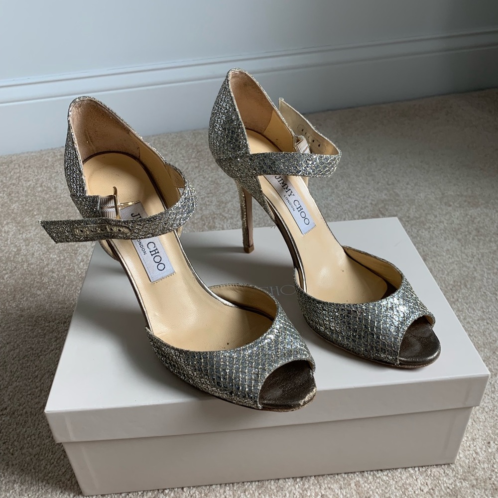 Jimmy Choo size 7.5 peep toe Mary Jane sandals